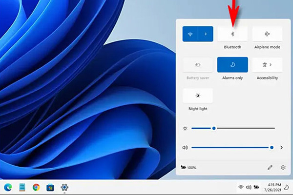 Bật bluetooth trên laptop Windows 11 qua Action Center