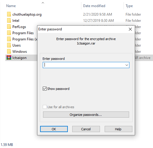 Cách đặt mật khẩu cho Folder bằng WinRar