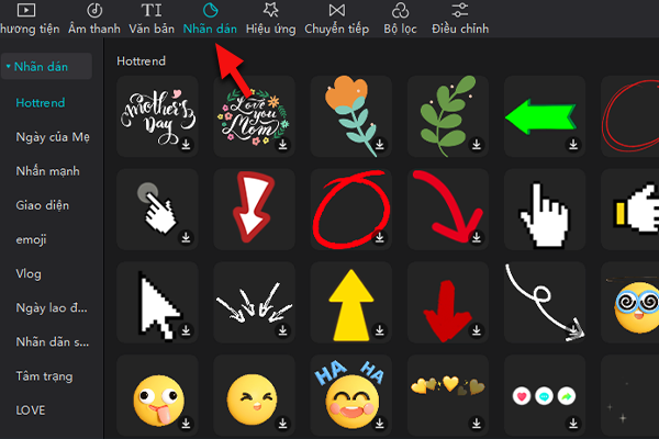 Tiến hành chỉnh sửa nhãn dán trong video Tiến hành chỉnh sửa nhãn dán trong video