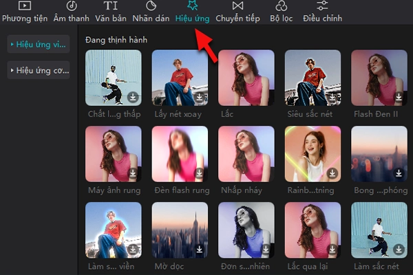 Tiến hành chỉnh sửa hiệu ứng trong video Tiến hành chỉnh sửa hiệu ứng trong video