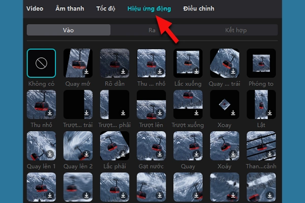 Tiến hành chỉnh sửa hiệu ứng động trong video Tiến hành chỉnh sửa hiệu ứng động trong video