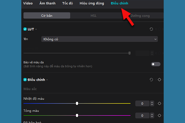 Các điều chỉnh khác trong video Các điều chỉnh khác trong video