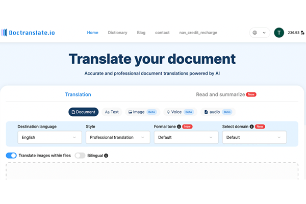 DocTranslate.io là một trong những trang web dịch văn bản chính xác nhất