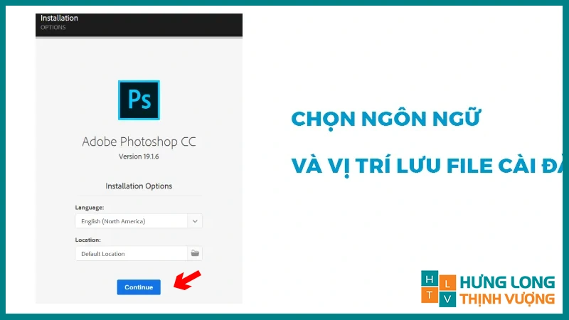 Chọn ngôn ngữ cài đặt Photoshop 2018