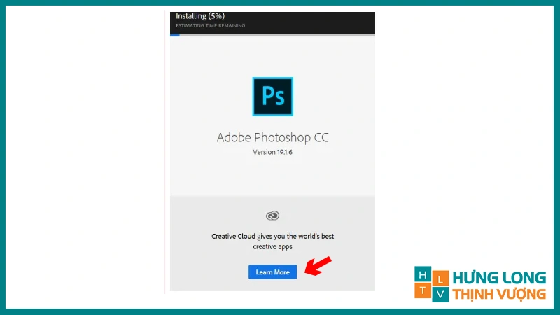 Chờ đợi quá trình hoàn tất cài đặt Photoshop 2018