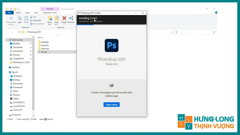 Quá trình cài Photoshop 2021 tự động