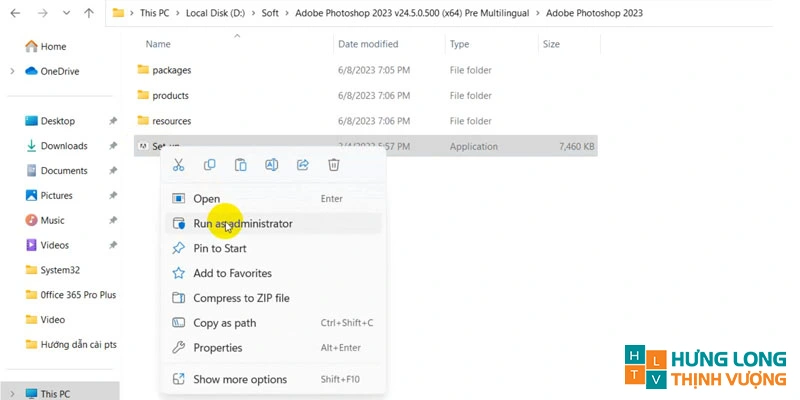 Chạy file set-up để cài đặt Photoshop 2023
