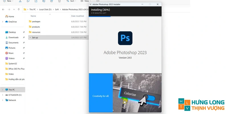 Đợi cho Photoshop 2023 tự động cài đặt